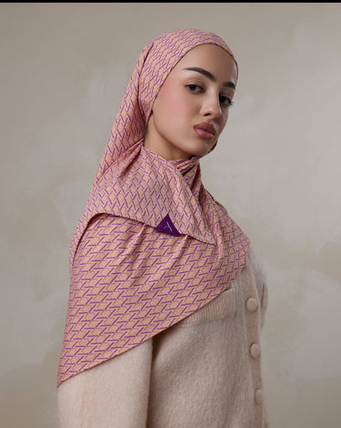 Icon Monogram Hoofddoek, Peach Blush