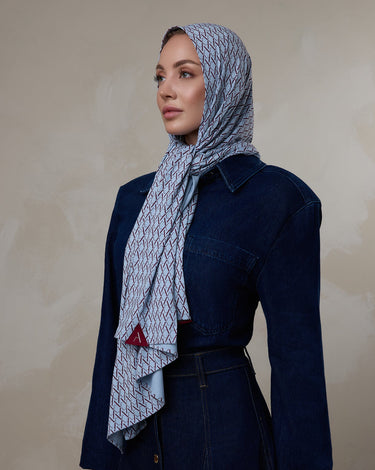 Icon Monogram Hoofddoek, Celestic Blue