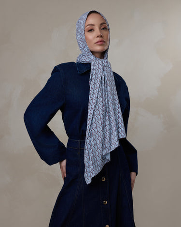 Icon Monogram Hoofddoek, Celestic Blue